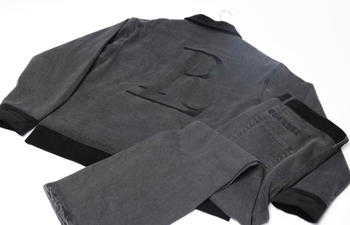 RUE’LUXE Premium Black Denim Set. Jacket $150, Jeans $100